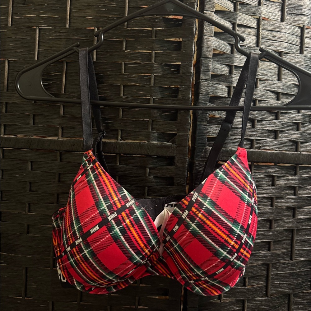 PINK Victoria's Secret Plaid Bra - Red and Black